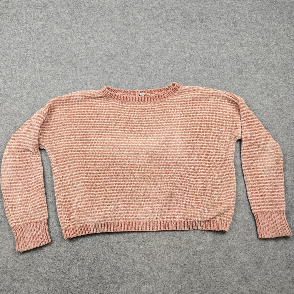 Design Lab Lord & Taylor Sweater Womens Small Pink Striped Chenille Pullover